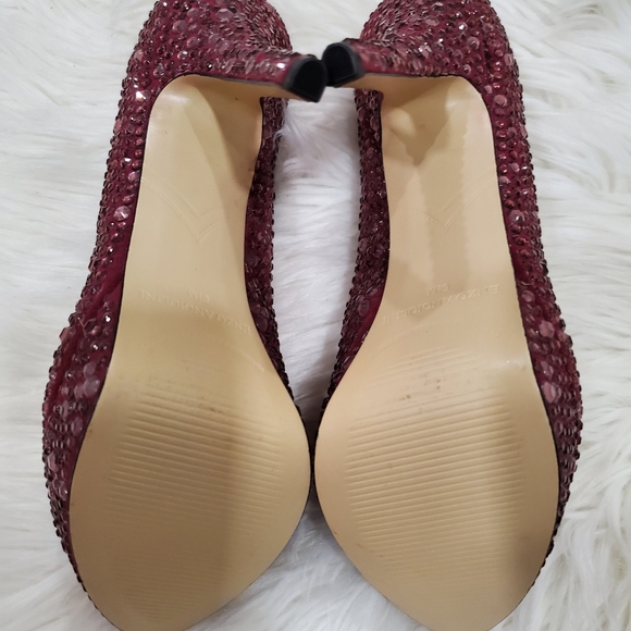 Nwot enzo angiolini purple rhinestones  evening  peep  toe platform pump heels - Picture 13 of 13